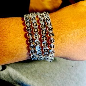 Flat acrylic beaded bracelet.